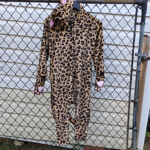 Leopard Print Onesie with Hood and Ears